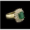 Image 2 : 3.21ct Emerald and Diamond Ring - 14KT Yellow Gold