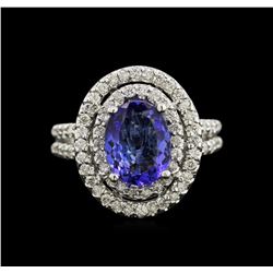 2.22ct Tanzanite and Diamond Ring - 14KT White Gold