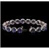 Image 3 : 29.83ctw Blue Sapphire and Diamond Bracelet - 14KT White Gold