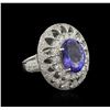 Image 2 : 6.24ct Tanzanite and Diamond Ring - 14KT White Gold