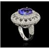 Image 3 : 6.24ct Tanzanite and Diamond Ring - 14KT White Gold