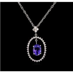 2.78ct Tanzanite and Diamond Pendant With Chain - 14KT White Gold
