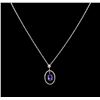 Image 2 : 2.78ct Tanzanite and Diamond Pendant With Chain - 14KT White Gold