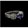 Image 2 : 0.93ct Tanzanite and Diamond Ring - 18KT White Gold