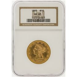 1893 NGC MS63 $10 Liberty Head Eagle Gold Coin