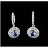 Image 1 : 14KT White Gold 2.83ctw Tanzanite and Diamond Earrings