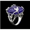 Image 3 : 46.32ct Tanzanite and Diamond Ring - 18KT White Gold