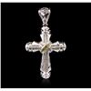 Image 1 : 14KT White Gold 1.23ctw Diamond Cross Pendant