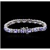 Image 2 : 14KT White Gold 15.01ctw Tanzanite and Diamond Bracelet