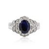 Image 1 : 14KT White Gold 1.88ct Sapphire and Diamond Ring