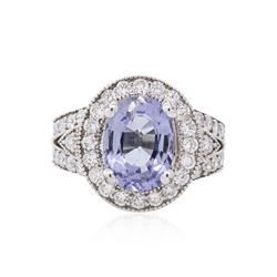 14KT White Gold 3.61ct Tourmaline and Diamond Ring