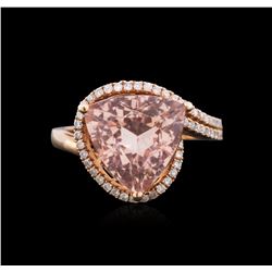 14KT Rose Gold 5.09ct Morganite and Diamond Ring