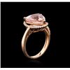 Image 3 : 14KT Rose Gold 5.09ct Morganite and Diamond Ring