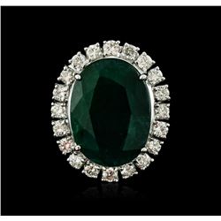 14KT White Gold 11.46ct Emerald and Diamond Ring