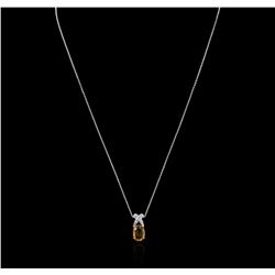 18KT Two-Tone Gold 1.54ct Yellow Sapphire and Diamond Pendant With Chain