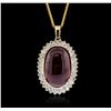 Image 1 : 14KT Yellow Gold 49.58ct Ruby and Diamond Pendant With Chain