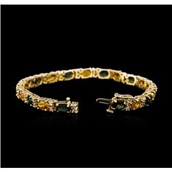 14KT Yellow Gold 16.91ctw Green Sapphire and Diamond Bracelet