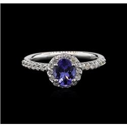 0.68ct Tanzanite and Diamond Ring - 14KT White Gold