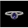Image 1 : 0.68ct Tanzanite and Diamond Ring - 14KT White Gold