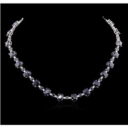 14KT White Gold 60.09ctw Sapphire and Diamond Necklace
