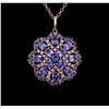 Image 2 : 15.60ctw Tanzanite, Sapphire and Diamond Pendant With Chain - 14KT Rose Gold