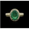 Image 1 : 14KT Yellow Gold 2.16ct Emerald and Diamond Ring