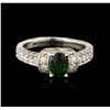 Image 1 : 14KT White Gold 0.76ct Tsavorite and Diamond Ring