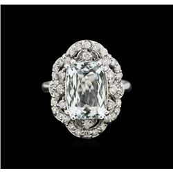 5.05ct Aquamarine and Diamond Ring - 14KT White Gold