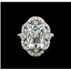 Image 1 : 5.05ct Aquamarine and Diamond Ring - 14KT White Gold