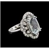 Image 2 : 5.05ct Aquamarine and Diamond Ring - 14KT White Gold