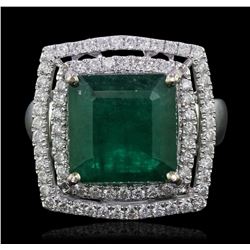 14KT White Gold 6.03ct Emerald and Diamond Ring