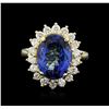 Image 1 : 14KT Yellow Gold 5.44ct Tanzanite and Diamond Ring