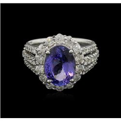 3.70ct Tanzanite and Diamond Ring - 14KT White Gold