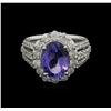 Image 1 : 3.70ct Tanzanite and Diamond Ring - 14KT White Gold