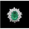 Image 1 : 14KT White Gold 2.77ct Emerald and Diamond Ring