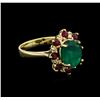 Image 2 : 2.37ct Emerald, Ruby and Diamond Ring - 14KT Yellow Gold