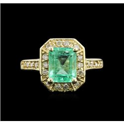 2.30ct Emerald and Diamond Ring - 14KT Yellow Gold