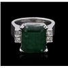 Image 1 : 14KT White Gold 6.73ct Emerald and Diamond Ring