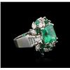 Image 2 : 18KT White Gold 5.80ctw Emerald and Diamond Ring