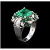 Image 4 : 18KT White Gold 5.80ctw Emerald and Diamond Ring