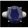 Image 1 : 14KT White Gold 17.02ct Sapphire and Diamond Ring