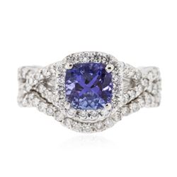 14KT White Gold 1.41ct Tanzanite and Diamond Wedding Ring Set