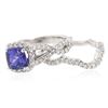 Image 3 : 14KT White Gold 1.41ct Tanzanite and Diamond Wedding Ring Set