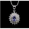Image 2 : 14KT White Gold 0.77ct Tanzanite and Diamond Pendant With Chain