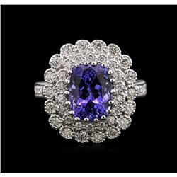 3.77ct Tanzanite and Diamond Ring - 14KT White Gold