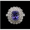 Image 1 : 3.77ct Tanzanite and Diamond Ring - 14KT White Gold