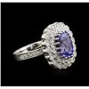 Image 2 : 3.77ct Tanzanite and Diamond Ring - 14KT White Gold