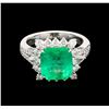 Image 1 : 4.56ct Emerald and Diamond Ring - 18KT White Gold