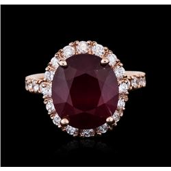 14KT Rose Gold 8.69ct Ruby and Diamond Ring