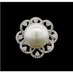 South Sea Cultured Pearl and Diamond Ring - 14KT White Gold